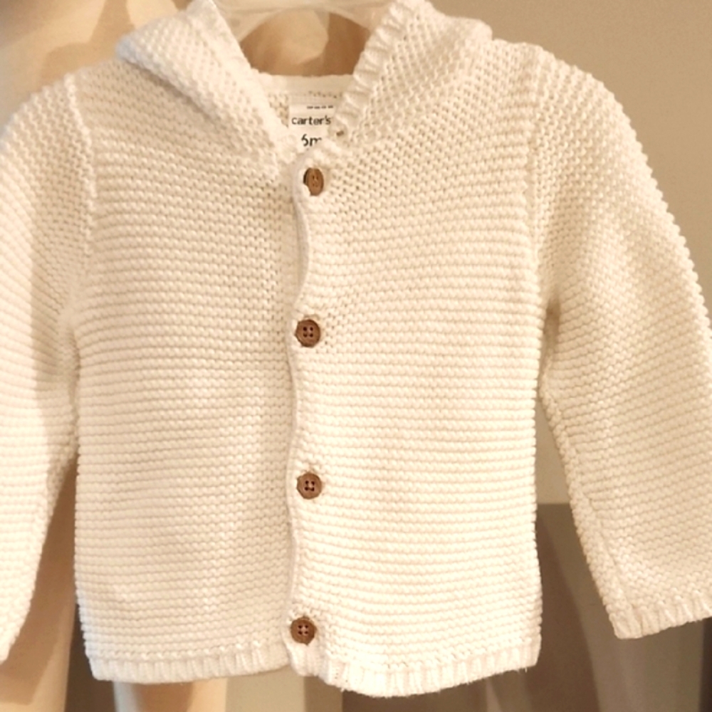 Carter's White Knit Sweater Classic Design - Picture 2 of 8